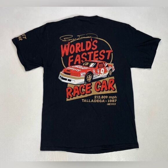 Nascar World's Fatest Race Car Talladega 1987 Graphic T-shirt Men Medium Black - Picture 1 of 6